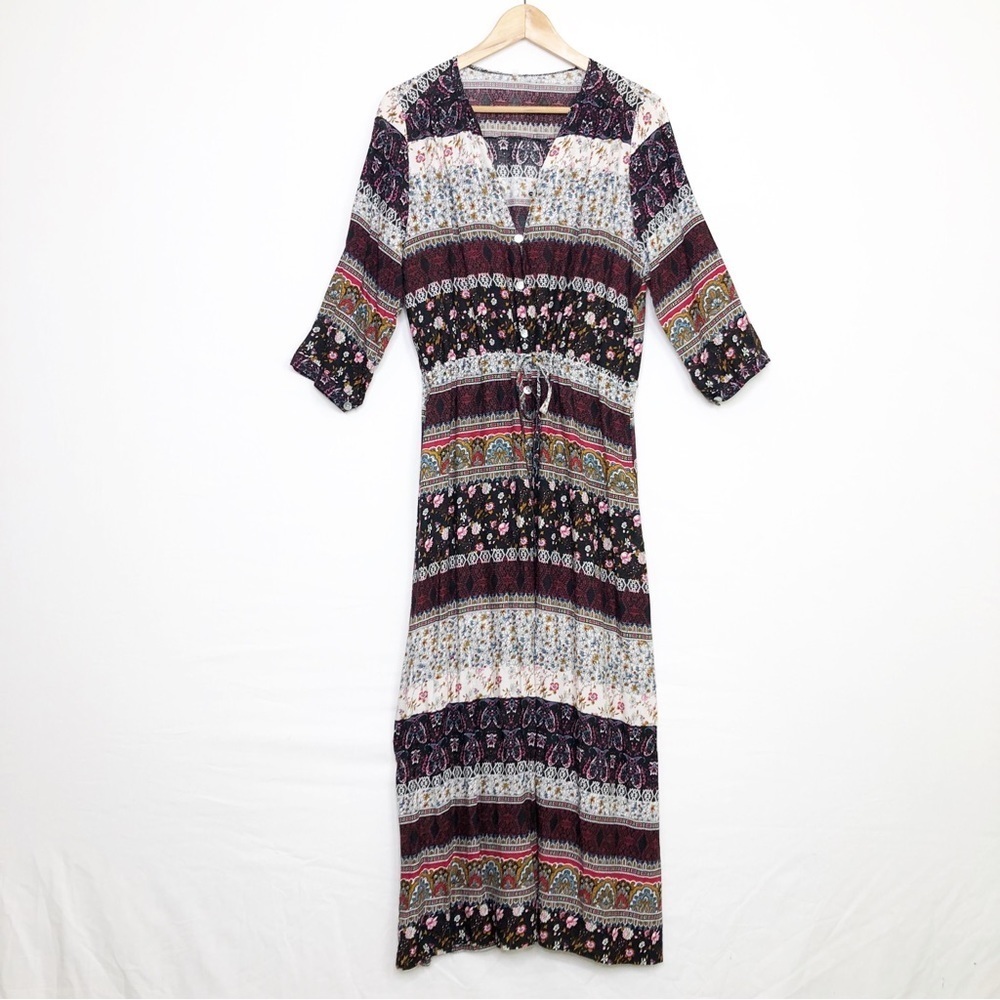 Bohemian Multicolored, Button-Down Maxi Dress - image 8